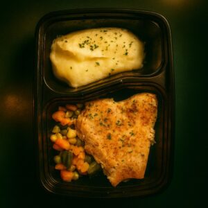 Baked Salmon, Mixed Veggies & Mashed Potatoes